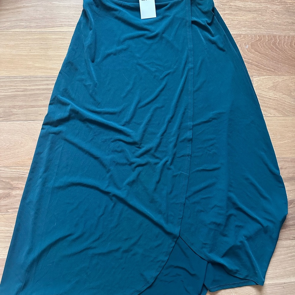 Leota Teal Asymmetrical Wrap Skirt